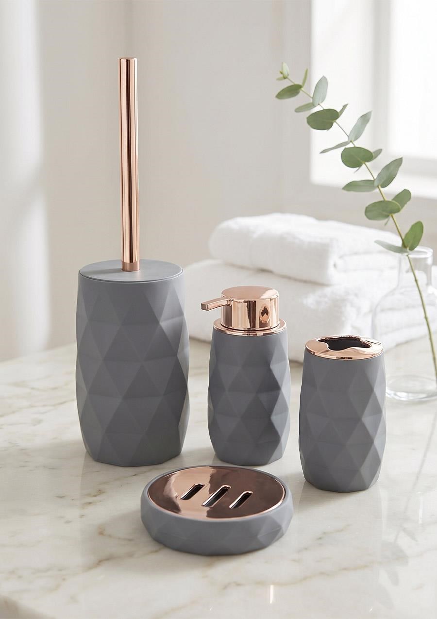 Akrilik Rose Banyo Seti - 4 Parça, Gri