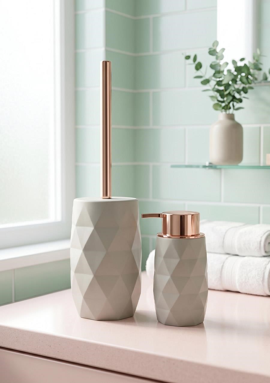 Akrilik Rose Banyo Seti - 4 Parça, Krem