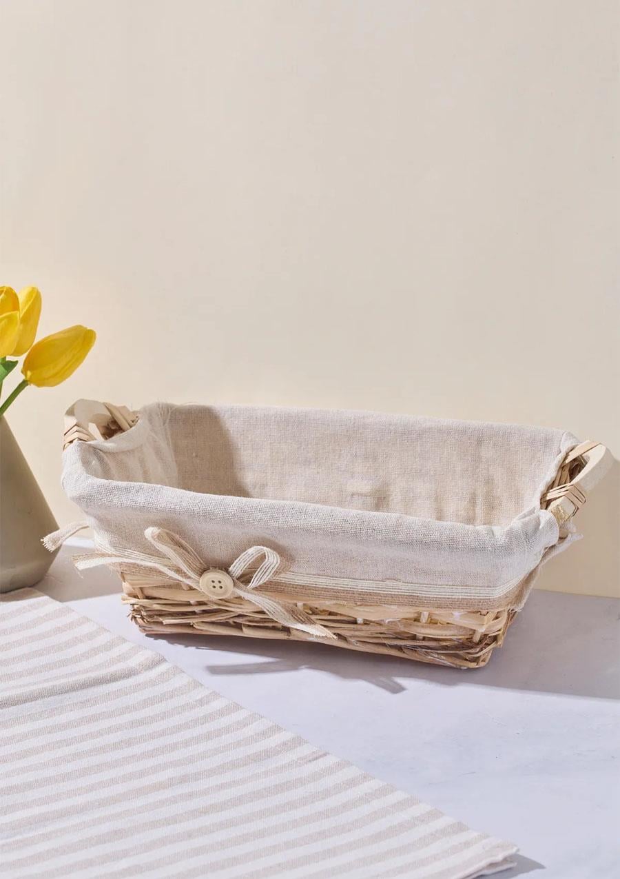 Salice Hasır Kulplu Ekmek Sepeti - Krem