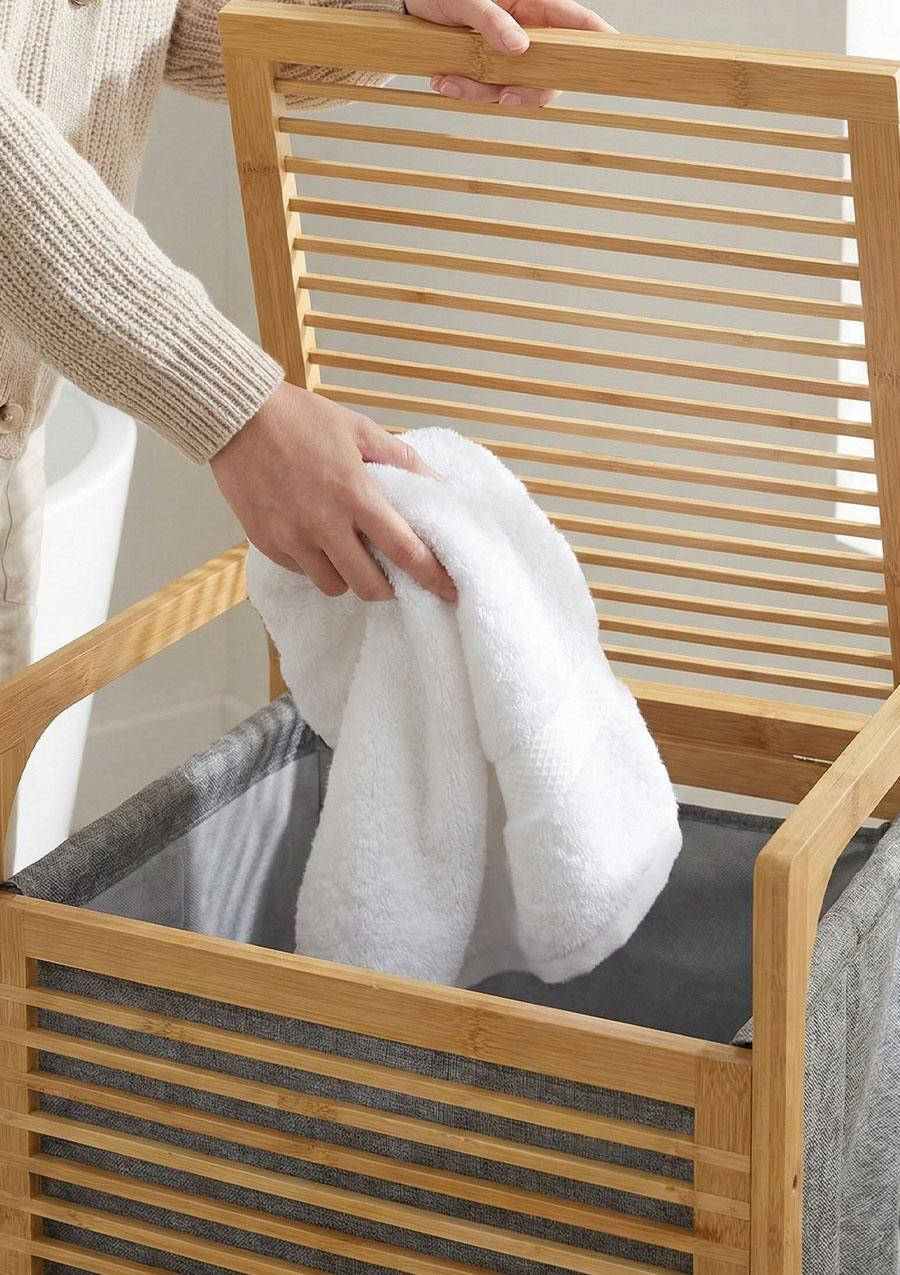 Bambu Çamaşır Sepeti Tekli 35 Litre