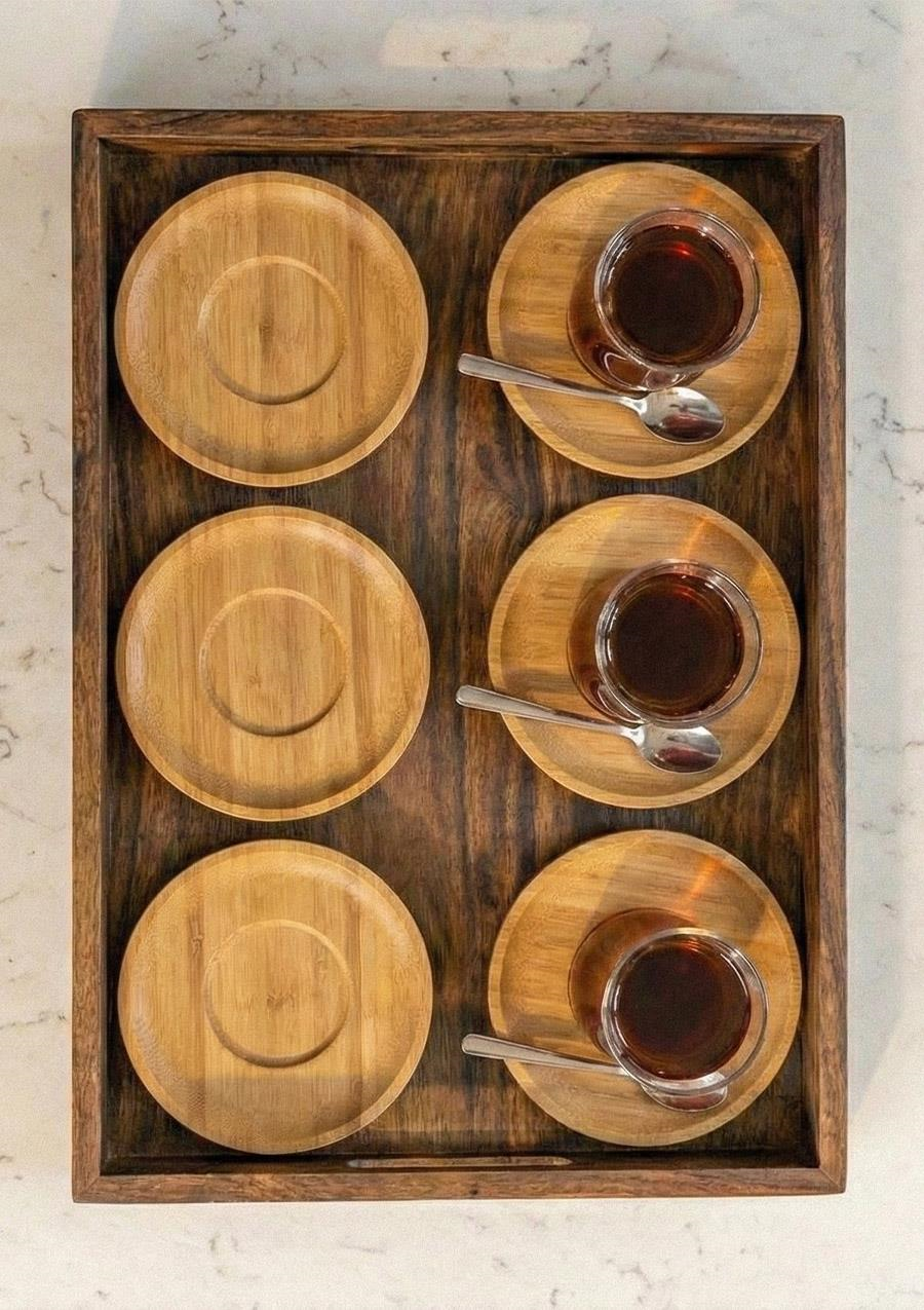 Bambu Çay Tabağı Seti - 6 Parça, 10 CM
