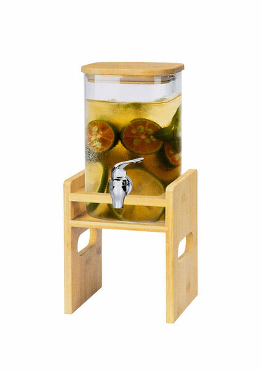 Bambu Detaylı Borosilikat Cam Sebil, Şerbetlik, Sürahi - Küçük boy, 2 Litre 