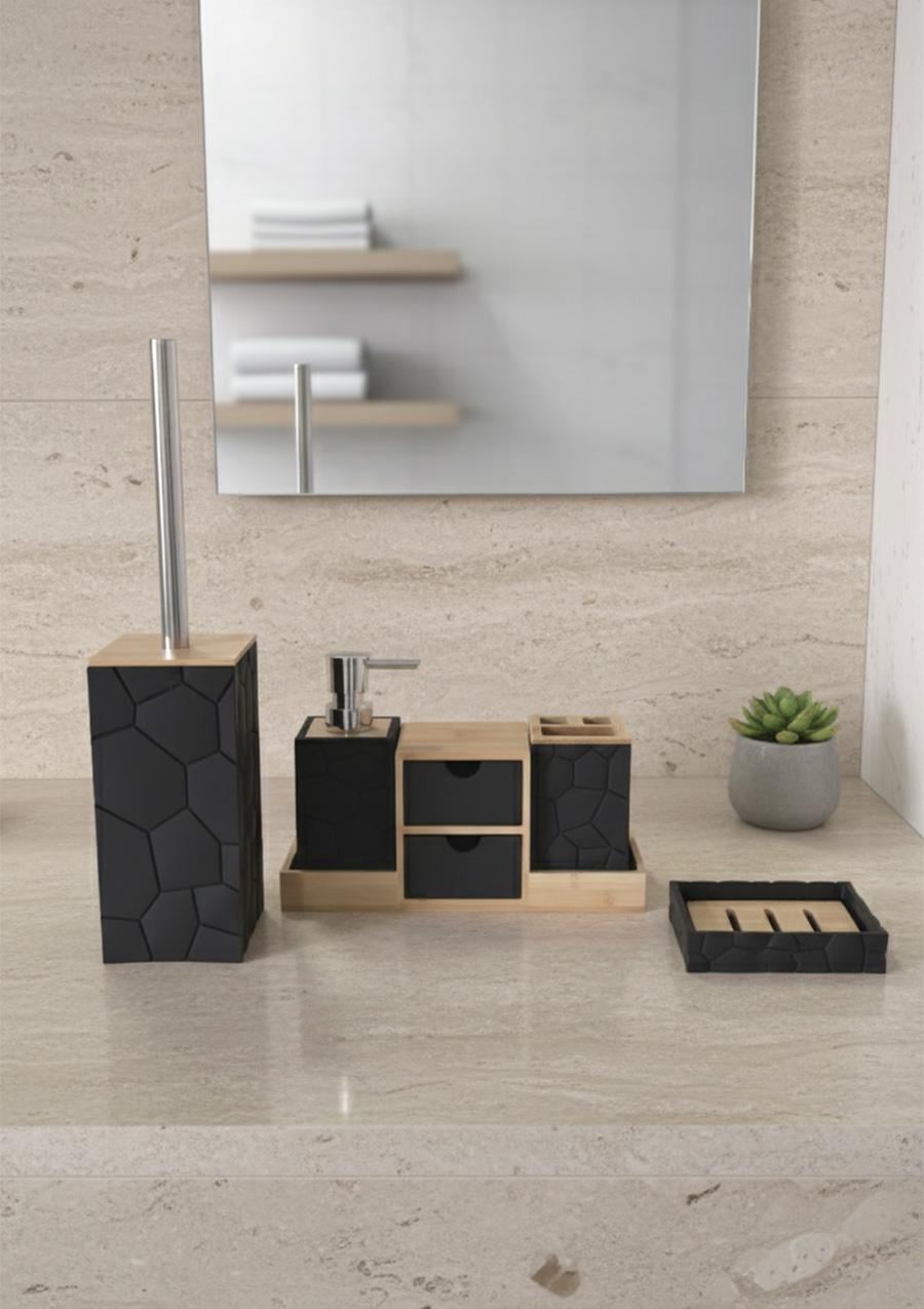 Akrilik Bambu Banyo Seti - 5 Parça Banyo Takımı
