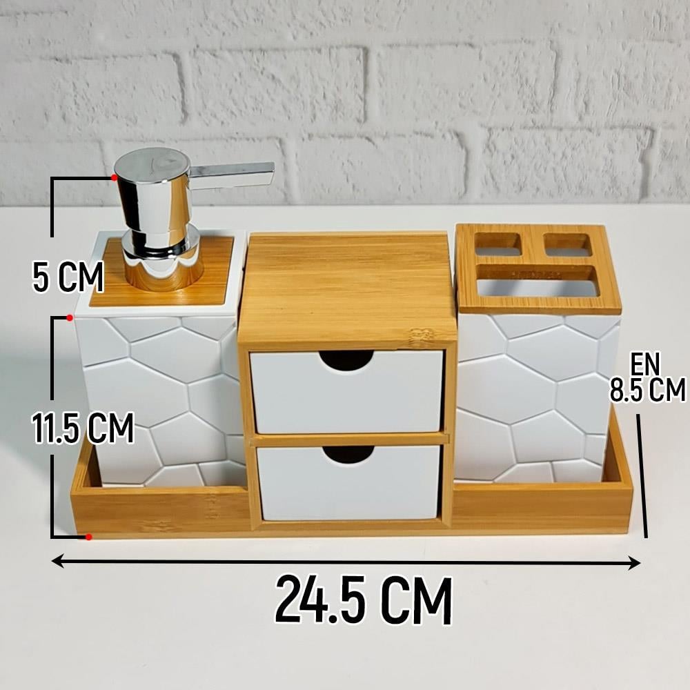 Akrilik Bambu Banyo Seti - 5 Parça Banyo Takımı