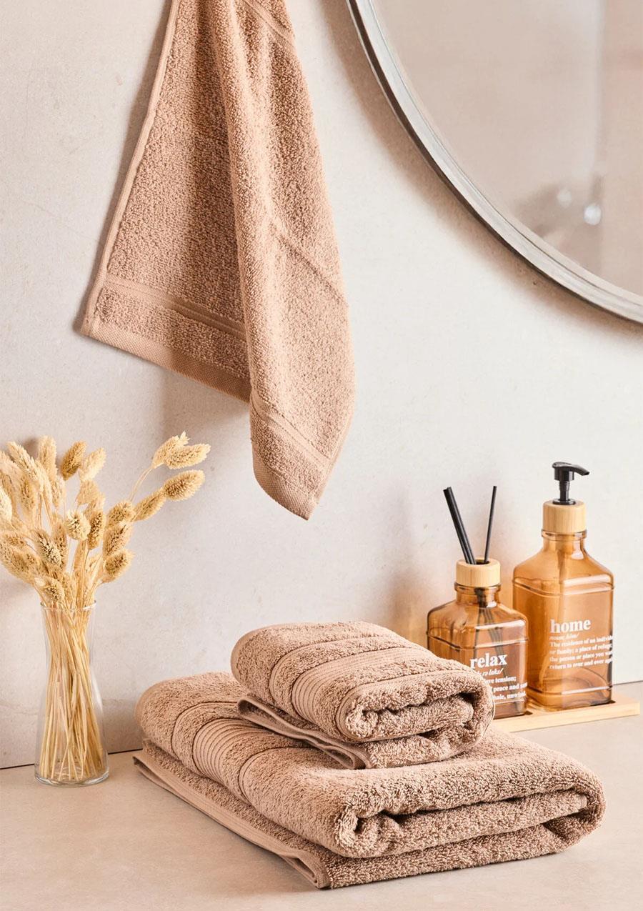 Towy Beige 100% Pamuk 3lü Banyo Havlusu Seti