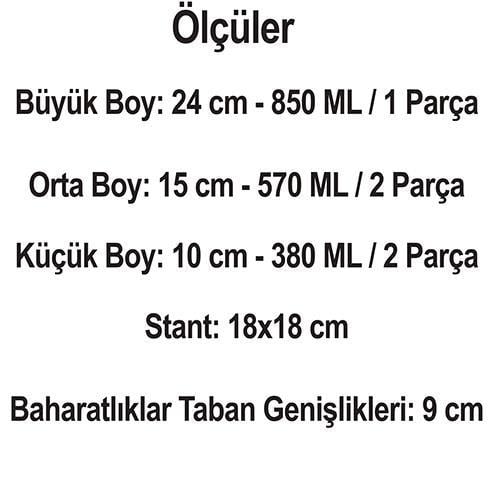 Cam Baharatlık Seti Döner Standlı Baharat Takımı 6 Parça Rena