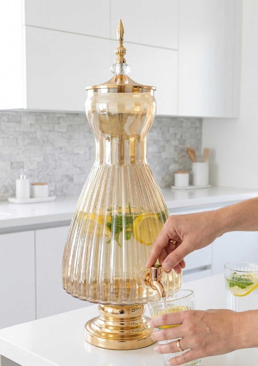 Cam Sebil - Yağlık, Şerbetlik, Sürahi - 6 Litre, 50 CM-5