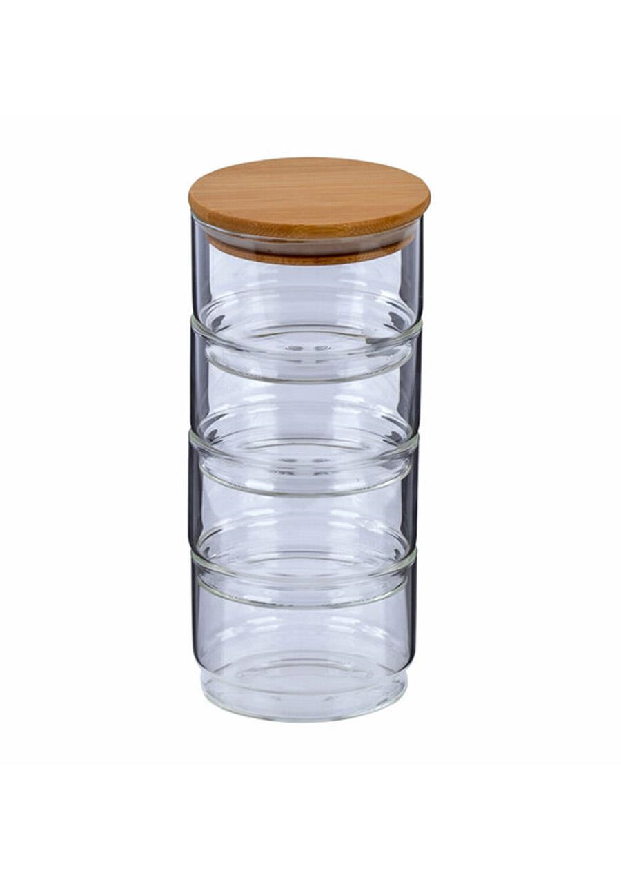 4 Katlı Cam Saklama Kabı Seti, Küçük boy - 5 Parça, 200 ML