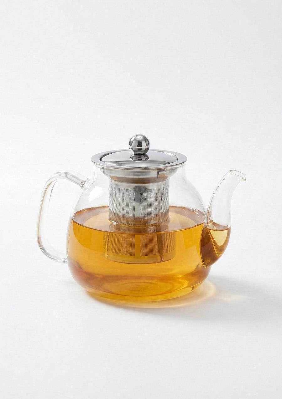 Corbeen Borosilikat Cam Demlik - 1 Litre, Oval
