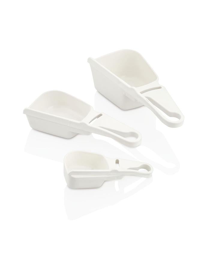 Plastik Ölçü Kabı Seti - Silme Aparatlı - 3 Parça - Krem