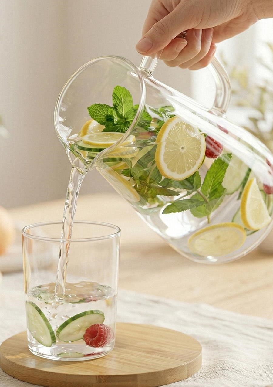 Dtox Süzgeç Metal Kapaklı Borosilikat Cam Sürahi 1.7 Litre