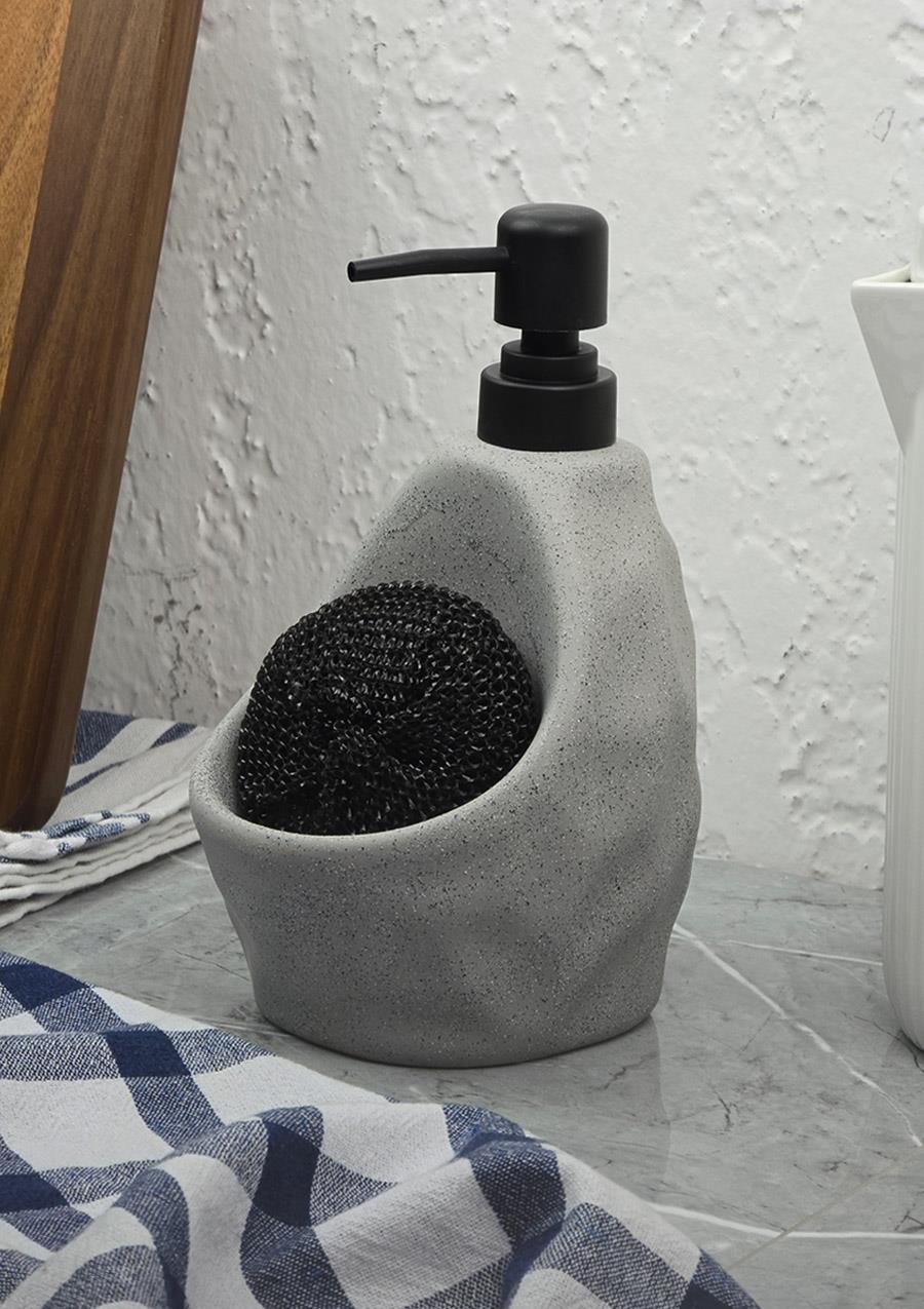 Taş Desenli Sıvı Sabunluk - Sünger Hazneli Mutfak Sabunluğu - 700 ML -  Çakıl Desen