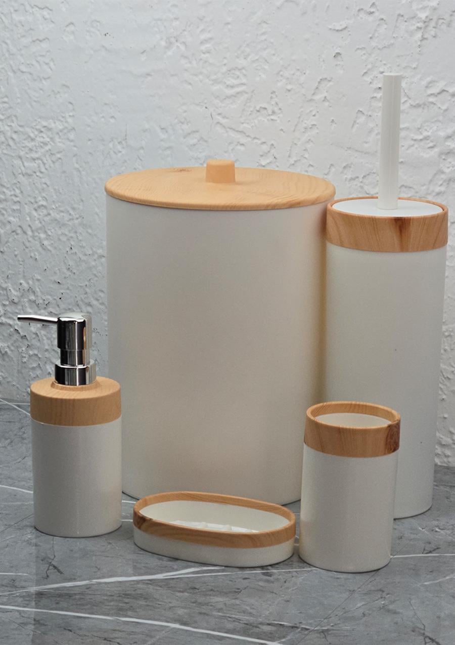 Banyo Takımı - 5li Banyo Seti - Ahşap Görünümlü - 5 Parça