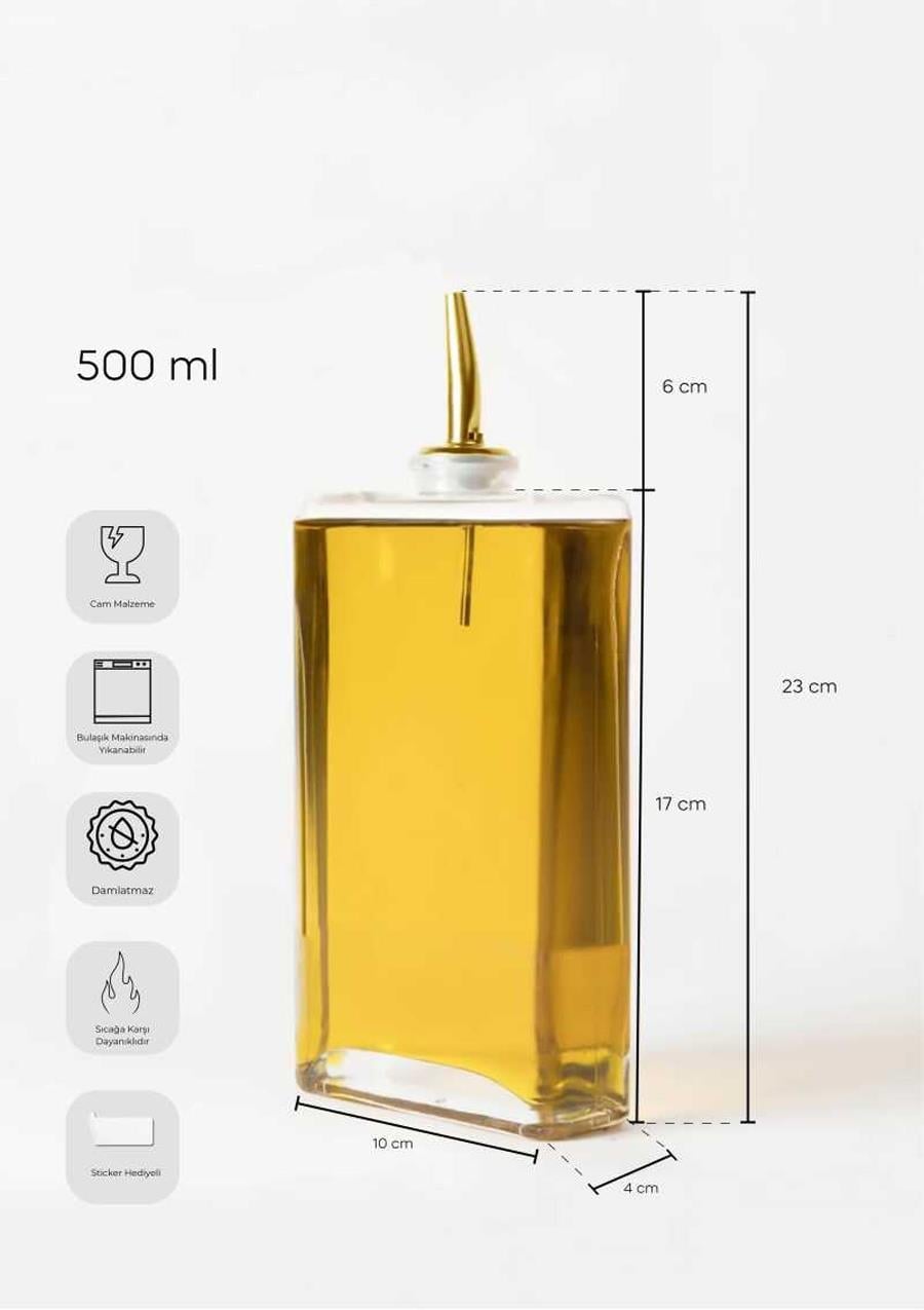 Cam Yağdanlık - Sosluk, Sirkelik - Gold Başlık - 500 ML
