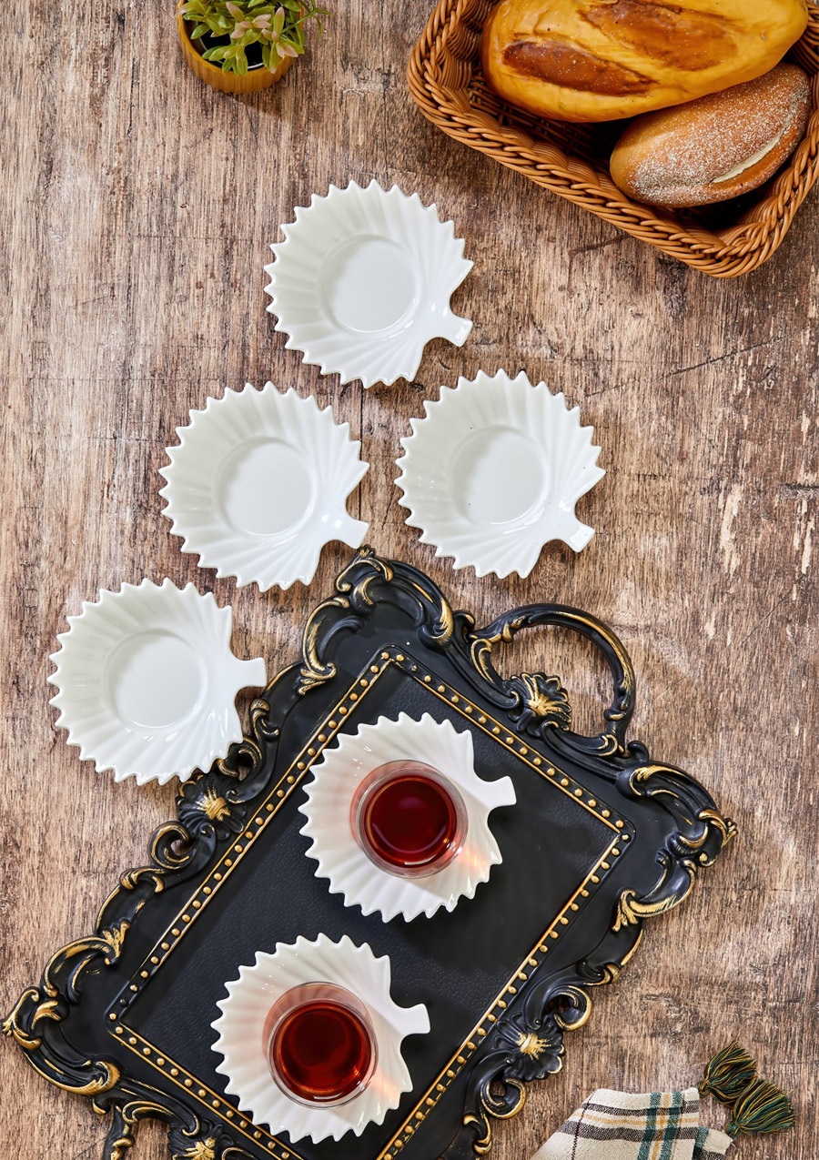 İstiridye Çay Tabağı Seti - 6 Parça, 11 CM