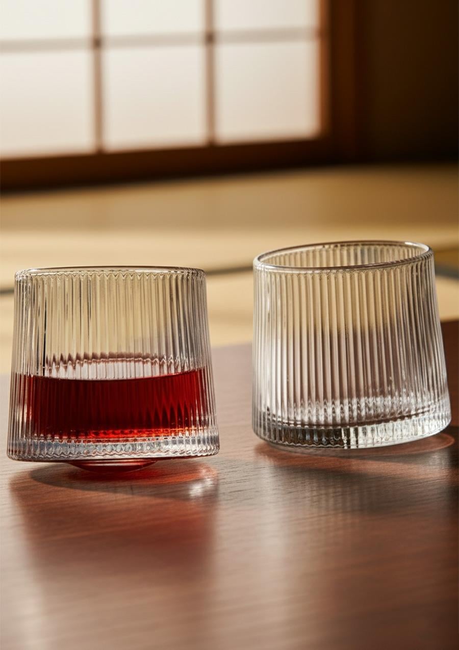 JAPAN 2li Karıştırıcı Kokteyl Bardağı - Meşrubat Bardak Takımı - Dönme Mekanizmalı- 150 ML