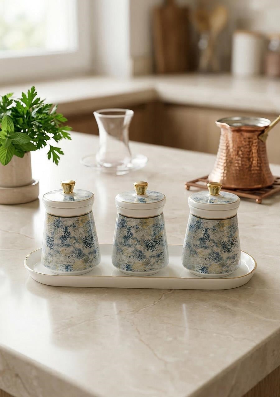 Juvia 3lü Porselen Baharat Takımı - 7 Parça, 150 ML, Küçük Boy