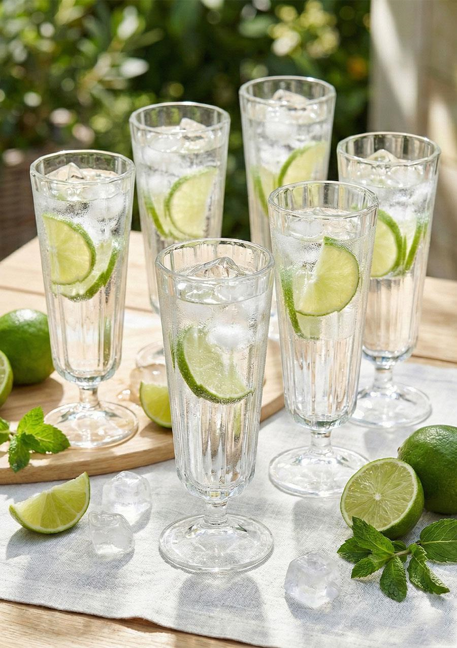 Kahve Yanı Flüt Cam Bardak Seti - 6 Parça, 140 ML