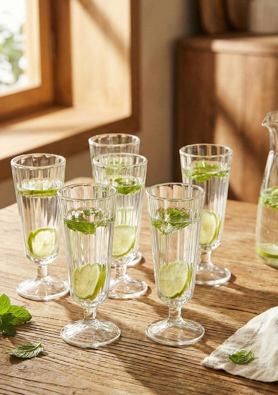 Kahve Yanı Flüt Cam Bardak Seti - 6 Parça, 140 ML