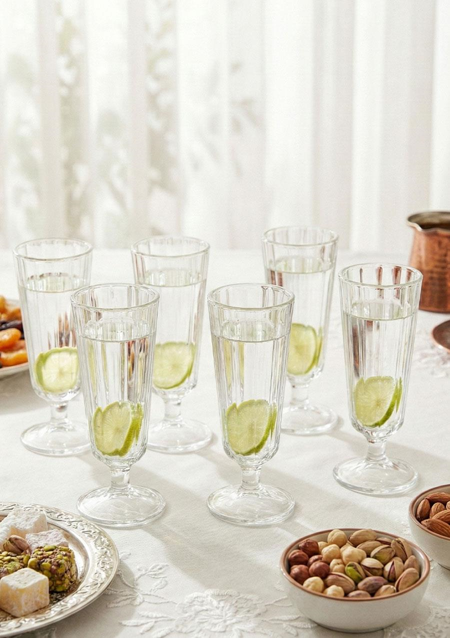 Kahve Yanı Flüt Cam Bardak Seti - 6 Parça, 140 ML