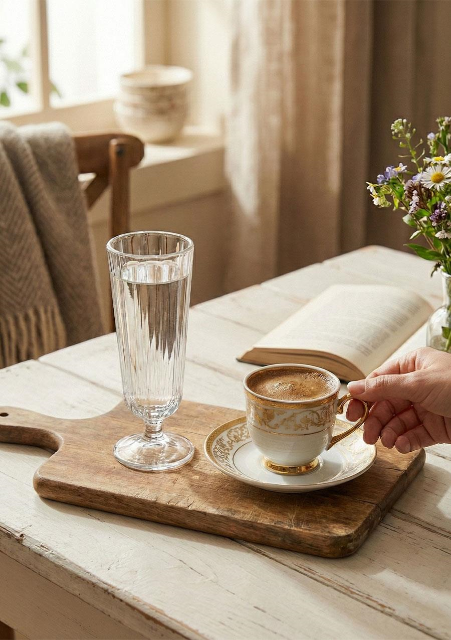 Kahve Yanı Flüt Cam Bardak Seti - 6 Parça, 140 ML