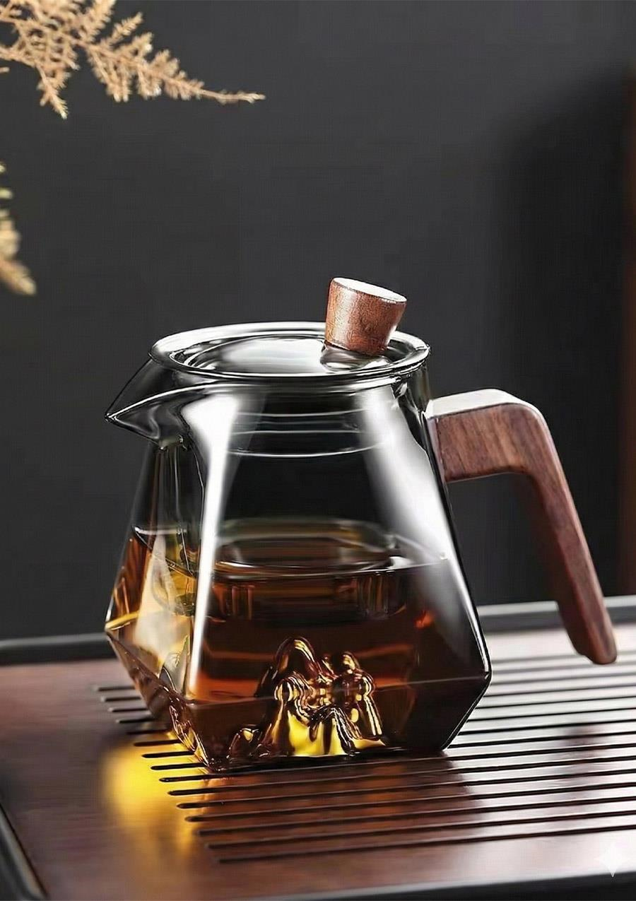 Kinu Füme Borosilikat Cam Demlik - 500 ML, Eğimli