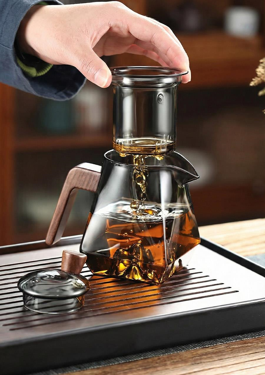 Kinu Füme Borosilikat Cam Demlik - 500 ML, Eğimli