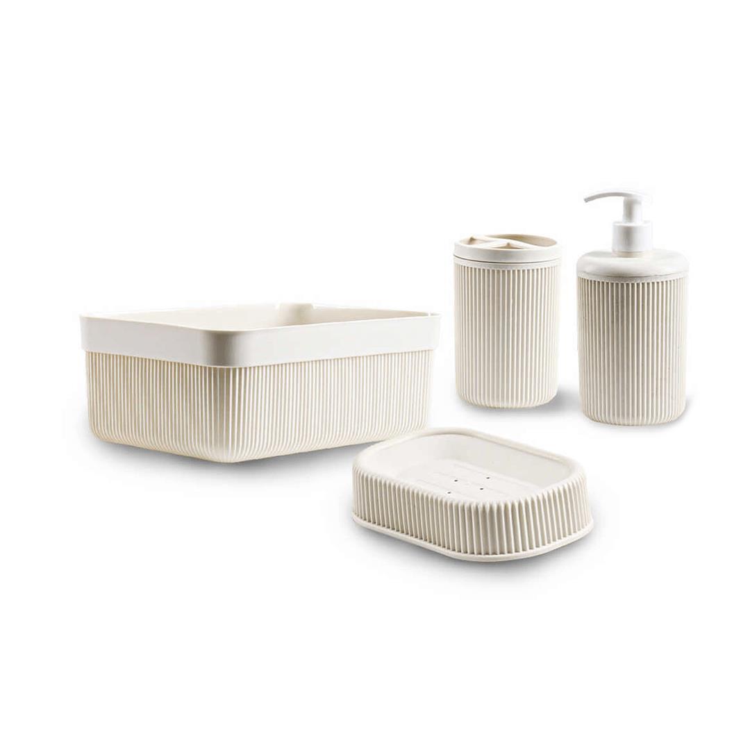 Hometarz 4 lü Plastik Banyo Seti Fırçalık Sabunluk Organizer