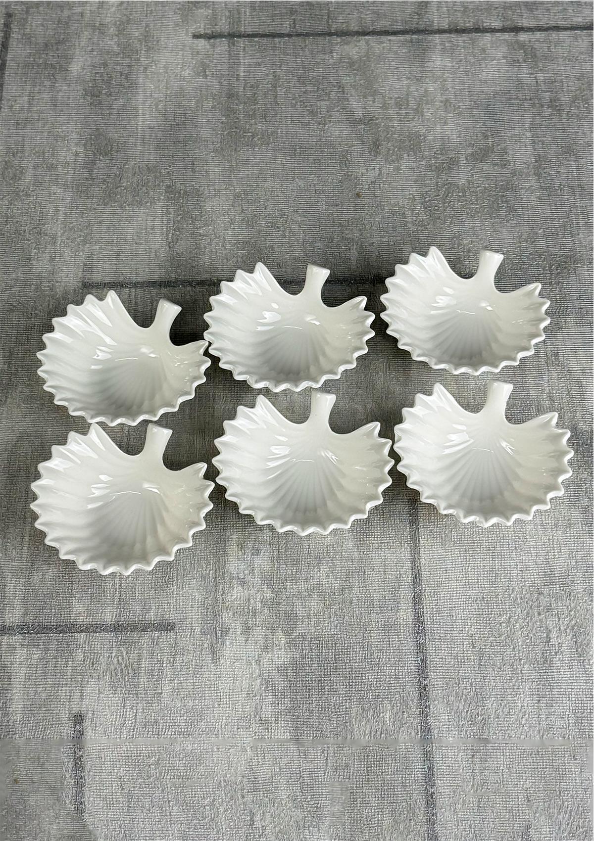 İstiridye Lokumluk, Sosluk, Kahvaltılık, Reçellik Seti, 6lı Porselen Lokumluk Takımı - 7 CM