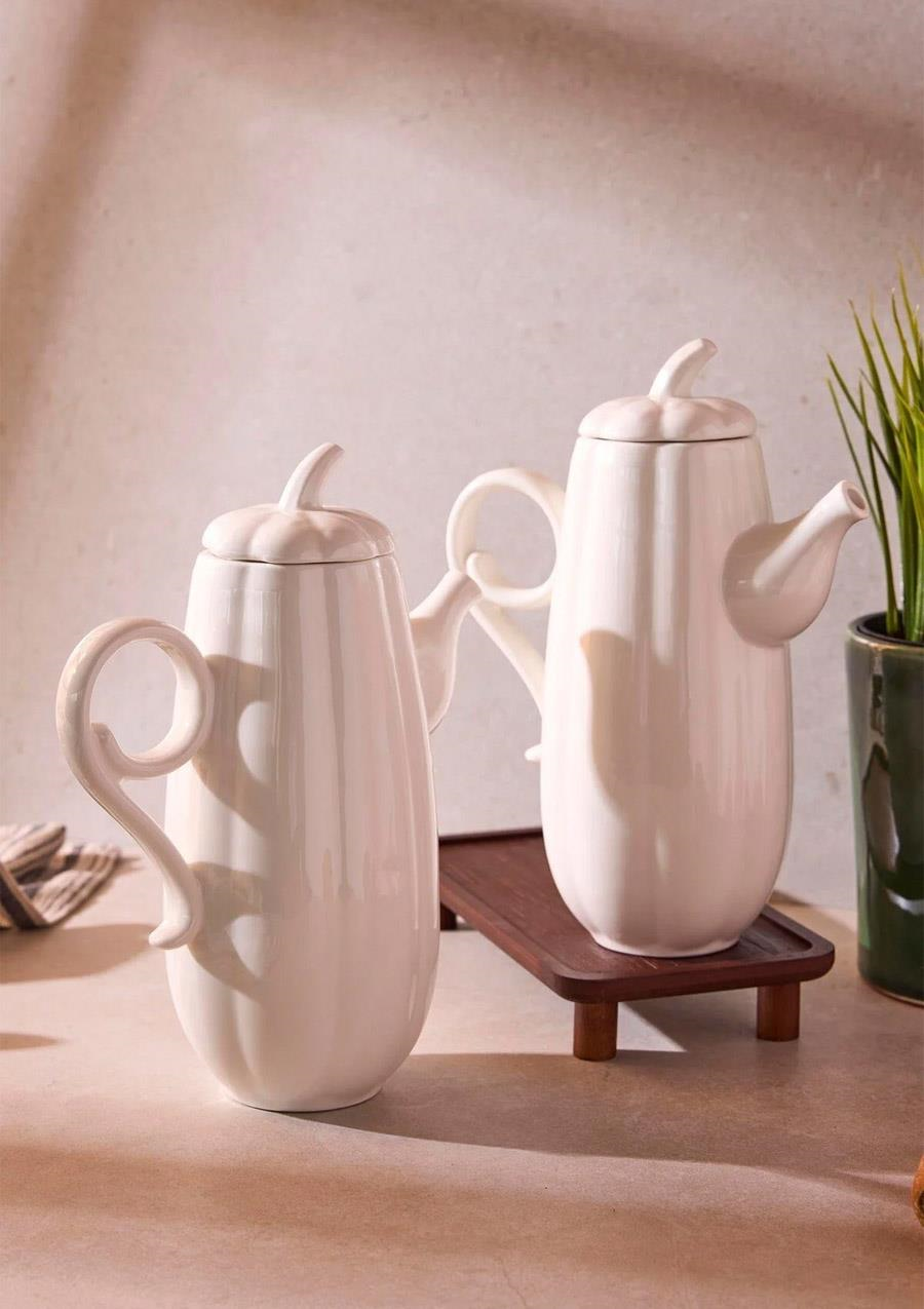 Pumpkin Porselen 2li 600 ml Yağdanlık Seti Ergonomik Tasarım Çok Amaçlı Yağlık ve Sirkelik