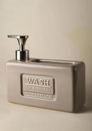 Ashley Taupe Porselen Sıvı Sabunluk - Sünger Hazneli Mutfak Sabunluğu - 750 ML