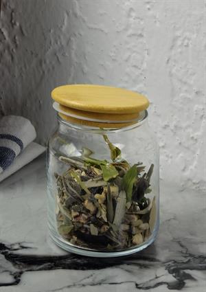 Cam Kavanoz - Bambu Vakum Kapaklı - Saklama Kavanozu - 250 ML, 1 ADET