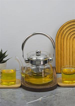 Cam Bitki Demliği - Borosilikat Cam Çaydanlık - 600 ML