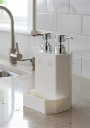 Lecce Çift Hazneli Mutfak Sıvı Sabunluk Seti - Plastik Sıvı Sabunluk Takımı - 850 ML