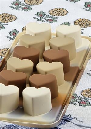 Silikon Kek Kurabiye Kalıbı - 12li Kalp Desenli Kalıp - Isıya Dayanıklı