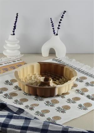 Silikon Kek Kalıbı - Yuvarlak Örgü Dokulu Kalıp - Isıya Dayanıklı, 1 Litre