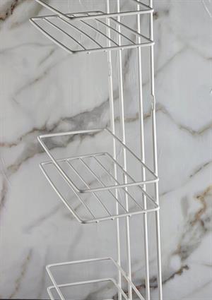 3 Katlı Banyo Rafı - Termo Plastik Kaplama Metal Şampuanlık - Üç Raflı