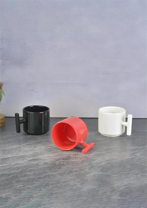 Çubuk Kulplu Seramik Kupa - Çay Kahve Bardağı - 220 ML