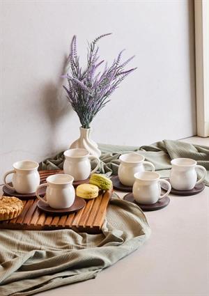 Dark Retro Porselen Kahve Fincanı Seti - 90 ML, 6 Kişilik