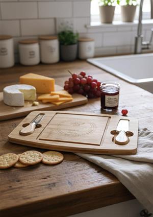 Bambu Peynir Tabağı - Peynir Sunumluk Seti- 3 Parça