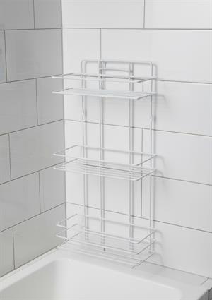 3 Katlı Banyo Rafı - Termo Plastik Kaplama Metal Şampuanlık - Üç Raflı