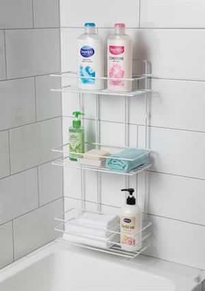 3 Katlı Banyo Rafı - Termo Plastik Kaplama Metal Şampuanlık - Üç Raflı