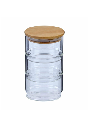3 Katlı Cam Saklama Kabı Seti, Küçük boy - 4 Parça, 200 ML