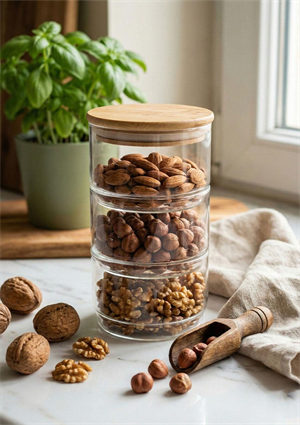 3 Katlı Cam Saklama Kabı Seti, Küçük boy - 4 Parça, 200 ML