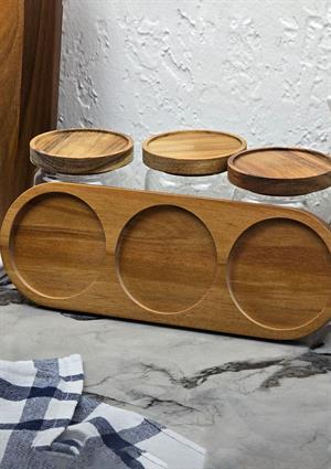 Akasya 3lü Kavanoz Seti - Cam Kavanoz Takımı - 3x600 ML