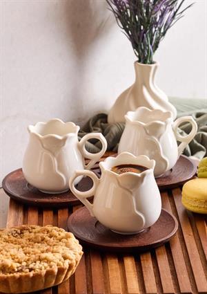 Dark Gül Yaprağı Porselen Kahve Fincanı Seti - 90 ML, 6 Kişilik