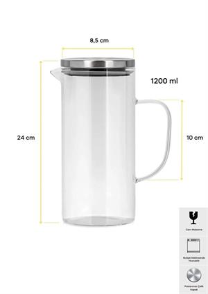 İzmir Borosilikat Cam Sürahi - 1200 ML