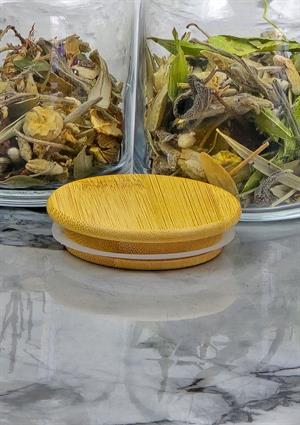 Cam Kavanoz - Bambu Vakum Kapaklı - Saklama Kavanozu - 250 ML, 1 ADET