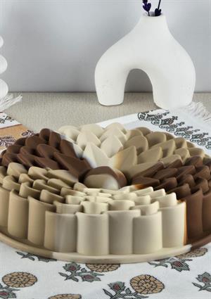 Silikon Kek Kalıbı - Yuvarlak Örgü Dokulu Kalıp - Isıya Dayanıklı, 1 Litre