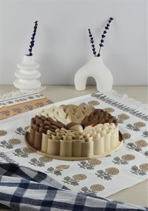 Silikon Kek Kalıbı - Yuvarlak Örgü Dokulu Kalıp - Isıya Dayanıklı, 1 Litre